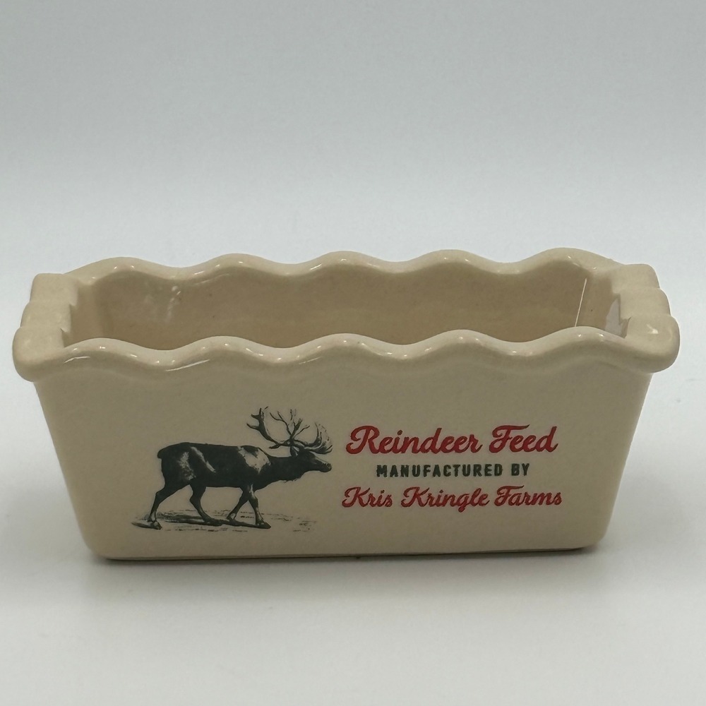 Bella Bug Reindeer Feed Kris Kringle Farms Ceramic Mini Loaf Pan Christmas Dish